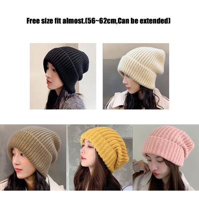 New 5 Colors Ladies Casual Cap Solid Cute Knitted Beanies Warmer Bonnet Winter Autumn Hats Female Beanie Caps