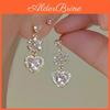 Shiny Fashion Zircon Flowers Love Heart Tassel Earrings For Women Personality Earrings Wedding Jewelry Birthday Gifts