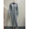 Frühlings- und Herbst-Jumpsuit-Hoodie-Set für Damen, einfarbig, lässiger Anzug, Kapuzenoberteil, elastischer Bund, Knöchellange Hose, Neue Mode