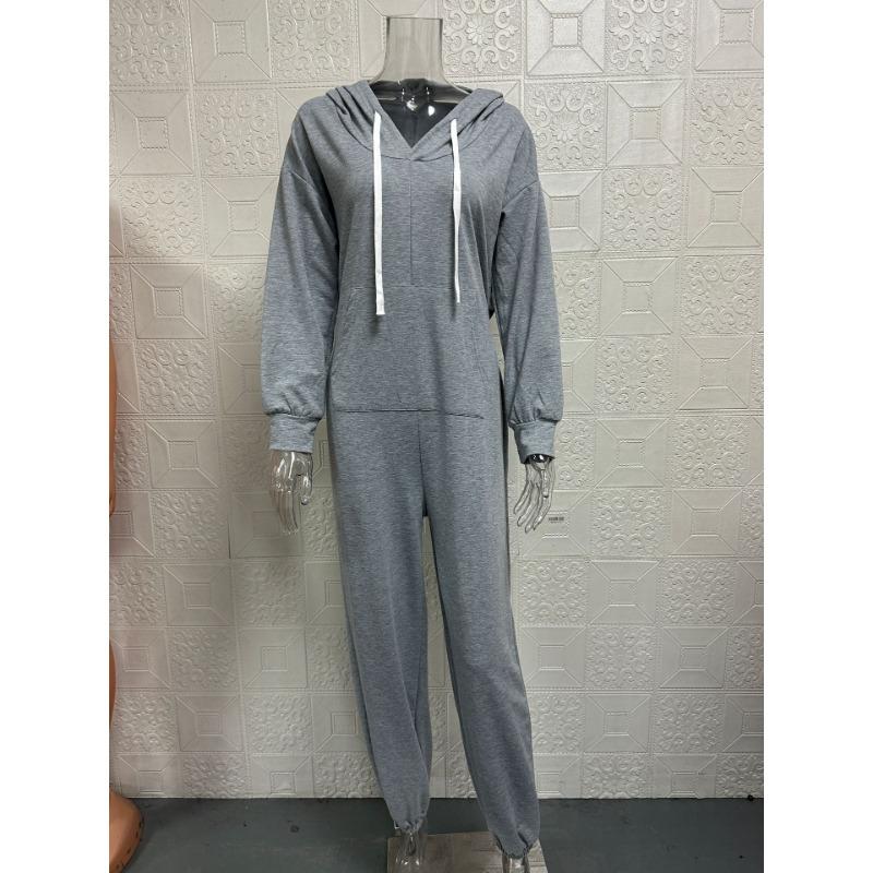 Spring and Autumn Jumpsuit Hoodie Set Women's Solid Color Casual Suit Hooded Top Elastic Waistband Ankle Pants New Fashion