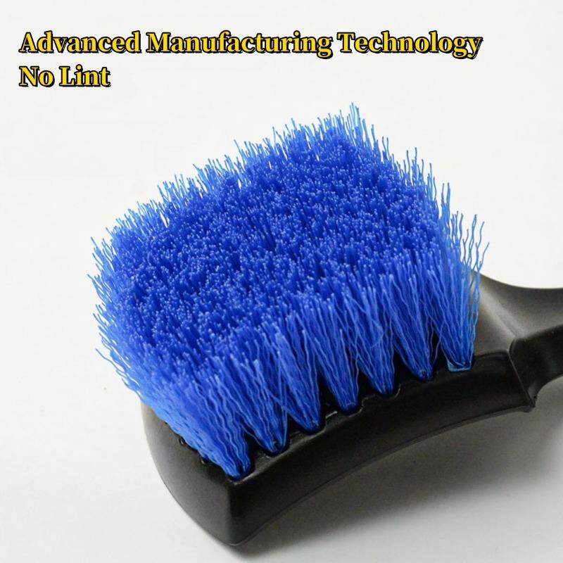 Car Tire Brush Black Bristled Wheel Hub Cleaning Brush Multifunctional Wheel Hub Steel Ring Foot Pad Fabric Cleaning Brush