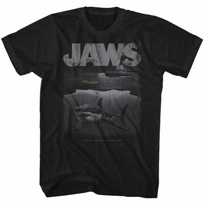 Jaws Shark Boat Heather Adult Unisex T-shirt