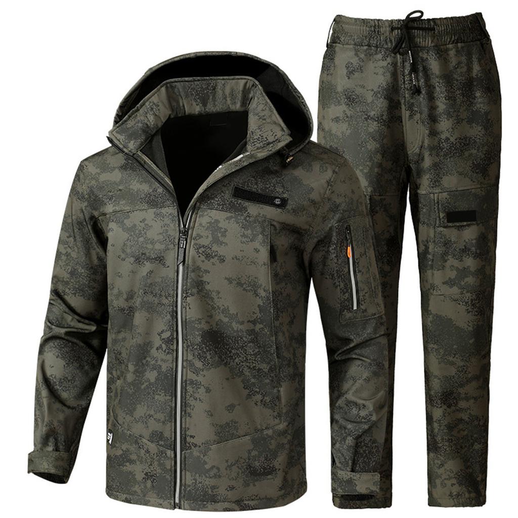 Men's Fleece Jacket Suit Windproof And Waterproof Outdoor Cold Proof Warm Cotton Jacket Thickened Suit