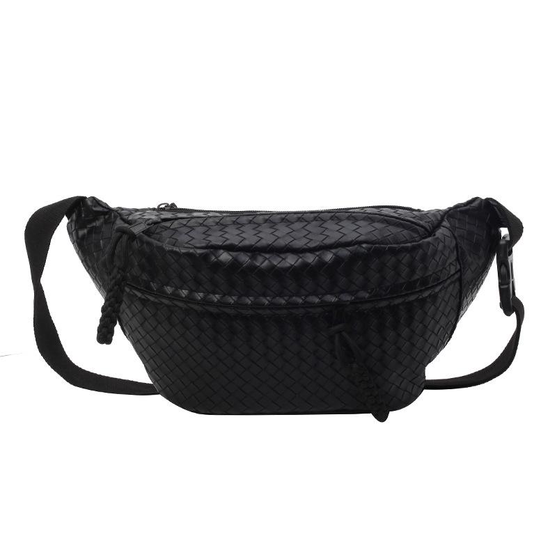

Unisex Two-Way Woven Chest Bag: Trendy, Versatile, Crossbody, and Outdoor Backpack Small чёрный