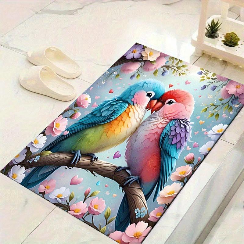 

1pc Parrot couple Design Area Rug - Soft, Anti-Slip, and Durable Gaming Room Decor for Bedroom 60cm by 90cm