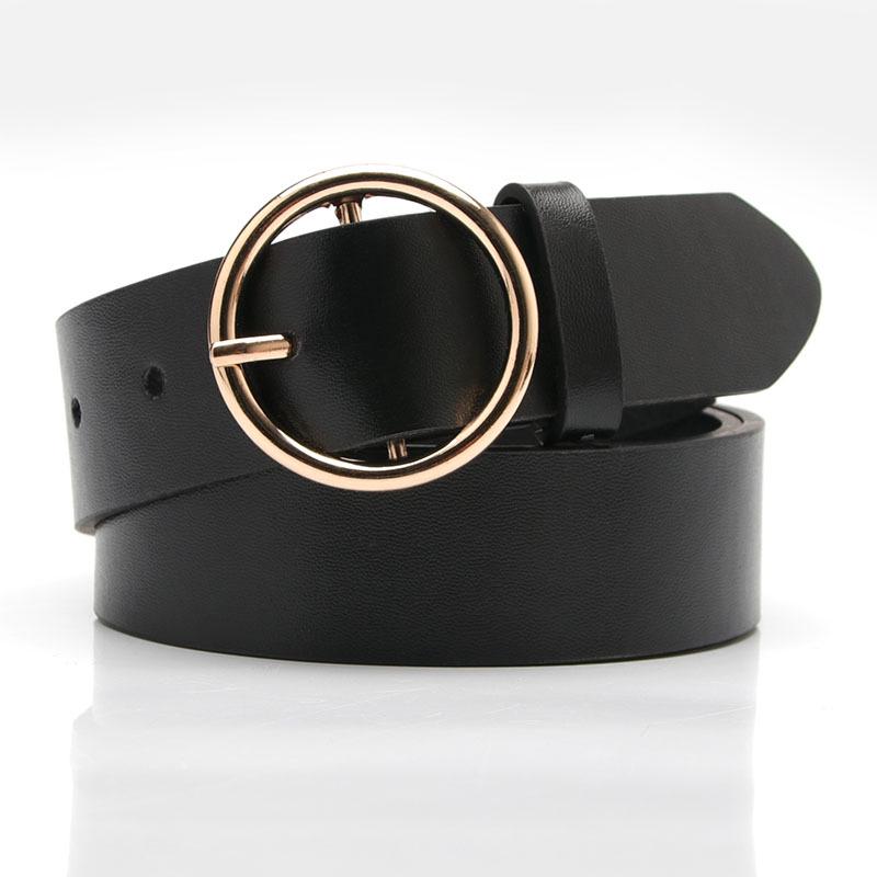 Women's Belt, Round Buckle Casual Simple and Versatile Women's Jeans Accessories Belt, Women's