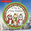 2d Flat 20*20cm, Christmas Home Decoration, Wooden Sign with Three Singing Cats, Circular Sign Decoration Board, for Home, Kitchen, Garden, Bedroom