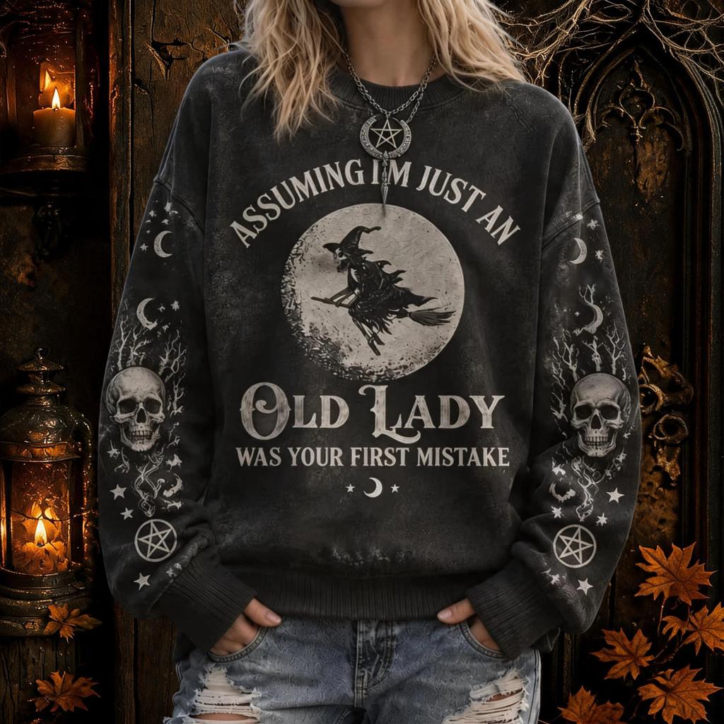 Women's Halloween Theme Crewneck Sweatshirt Casual Pullover Top