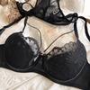 Sexy Hollow Cross Sling Bra French Lace Flowers Embroidery Women Underwear Set Comfort Thin Cup Push Up Bras Romantic Lingerie