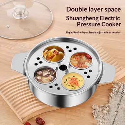 Stainless Steel Steamer Pot 4-Person Capacity Stew Pot for Porridge Soup Induction Cooktop Compatible Heat-Resistant Hard Boiled Egg Cooker