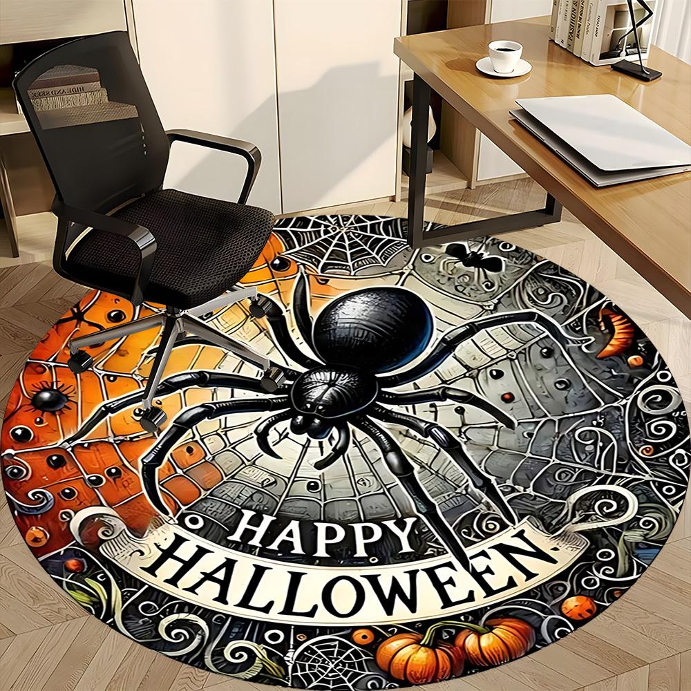 1pc Halloween Spider Decorations Chair Carpet for Office, Soft Comfortable Mat For Office, Living Room, Bedroom, Machine Washable Carpet yy251112073