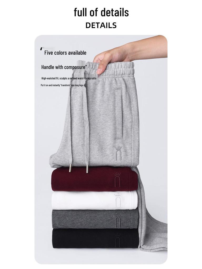 Women's Dark Gray Casual Sweatpants - Plus Size, Pure Cotton, Spring & Autumn 2025 Collection