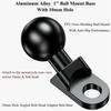 Aluminum Alloy 1" Ball Mount Base - RAM Mount Compatible, 10mm Hole Angled Bolt Head Adapter For Motorcycle Mirror Frame Mounting