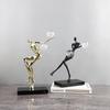 Metal Handicraft Golden Man Dancing Crystal Ball Acrobatic Figure Sculpture Woman Statue Home Decoration Accessories