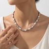 European and American Baroque irregular imitation pearl beaded necklace choker simple ins star fringed necklace