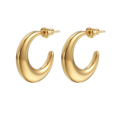 Women's Stainless Steel Crescent Glossy Earrings Simple and Delicate 18K Titanium Steel Ear Buckle Earrings