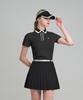 DOWNBLOW Women'S Mono Line Color Block Collared Short Sleeve T-Shirt Db 9007W