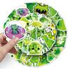 50 Abstract Alien Cat Stickers: Green Goofy Kitten Emoticons for Journals, Stationery, Suitcases - No-Cut Stickers