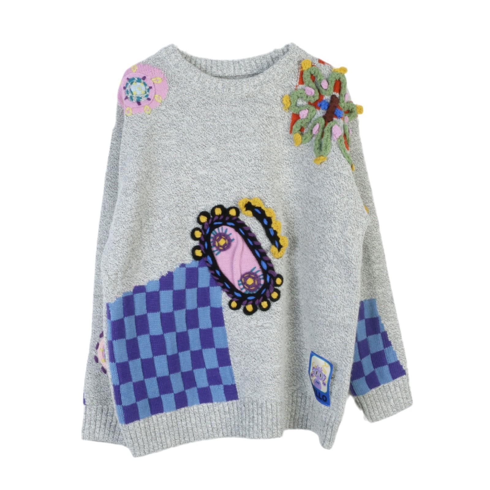 

Женский универсальный милый вязаный свитер крючком - Круглый вырез, Свободный крой, Нежный стиль Small