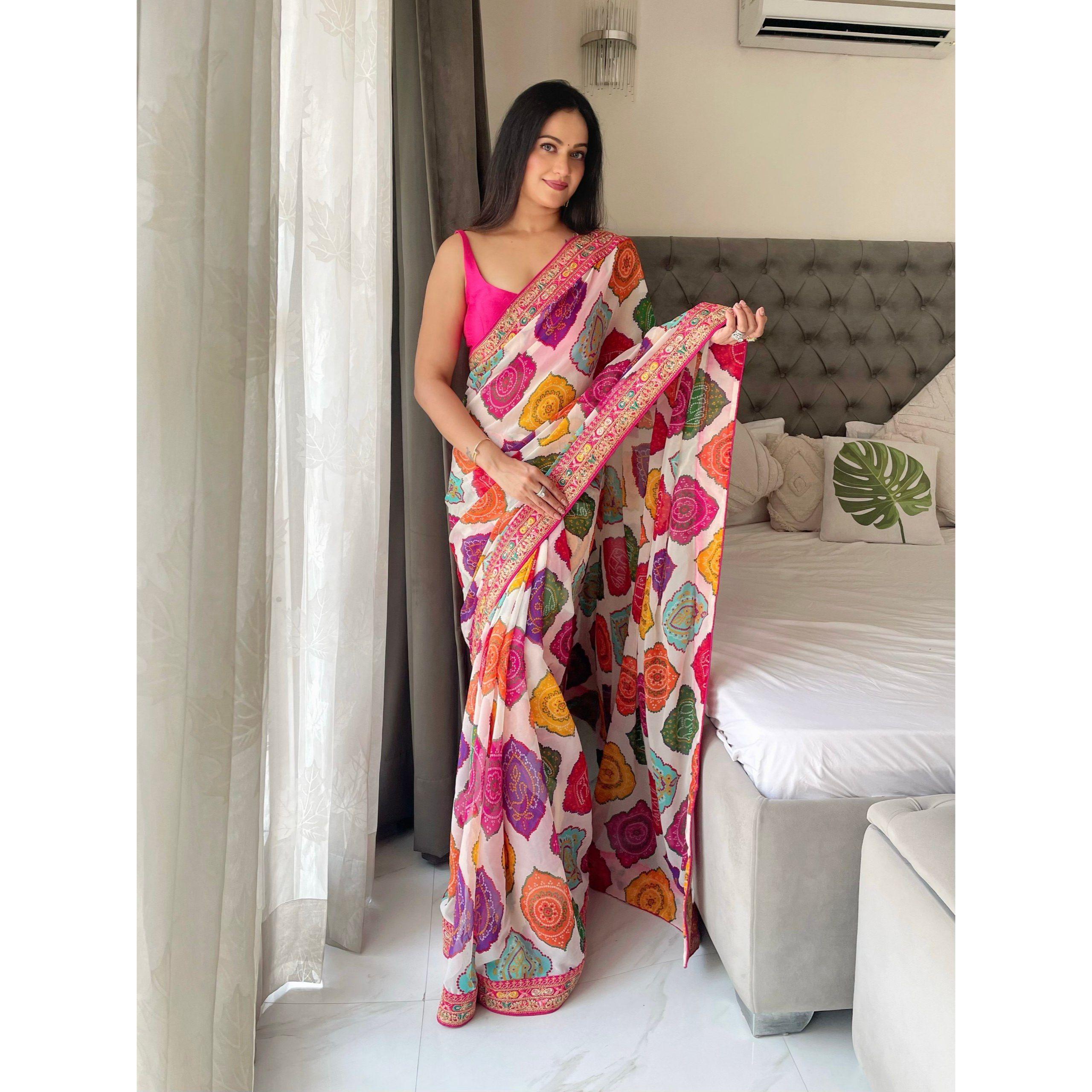 New Launch Party Wear Soft Georgette Bandhej Saree