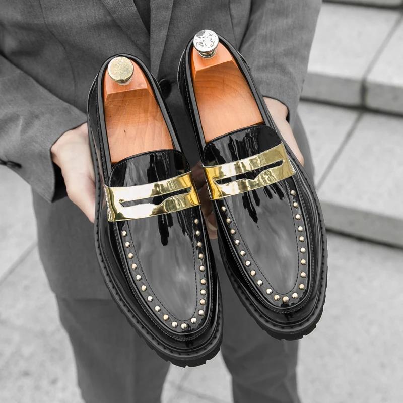 Fashion 2025 Graceful Men Business Dress Shoes Leather Loafers Retro Formal Oxfords Men Wedding Party Shoes Men Moccasins Zapatos Hombre