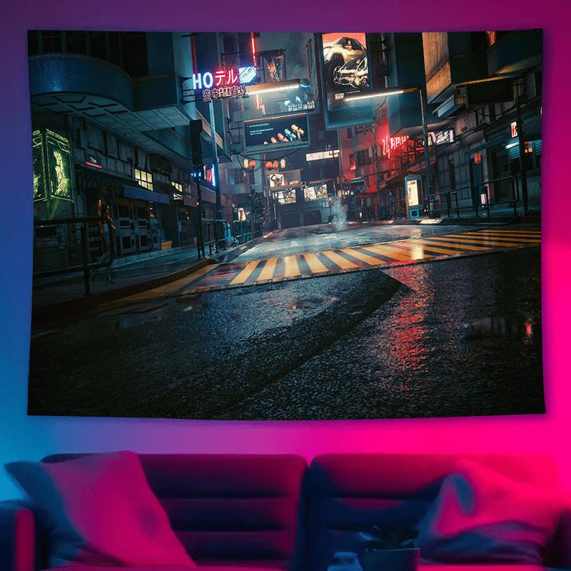 Neon-Lit Cyberpunk Cityscape Tapestry For A Futuristic And Vibrant Home Decor 100x150cm