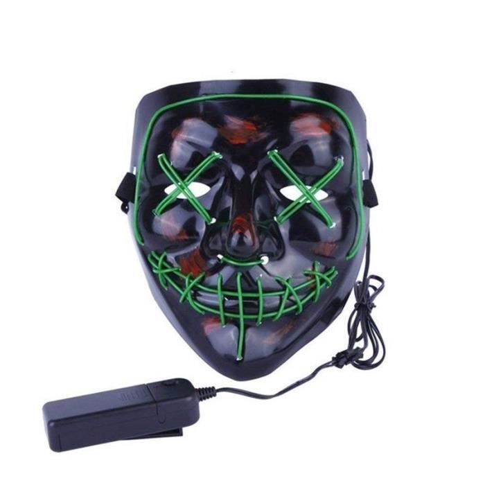 Masque d'Halloween LED Light up Masque de Purge pour Festival Cosplay Costume d'Halloween, Vert