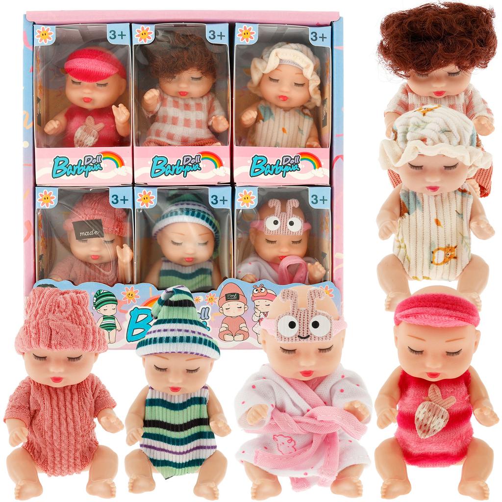 6Pcs Mini Baby Dolls Set Realistic Small Sleeping Baby Doll Toys with Clothes Roll Play Toy Gift for Kids Over 3 Years Old