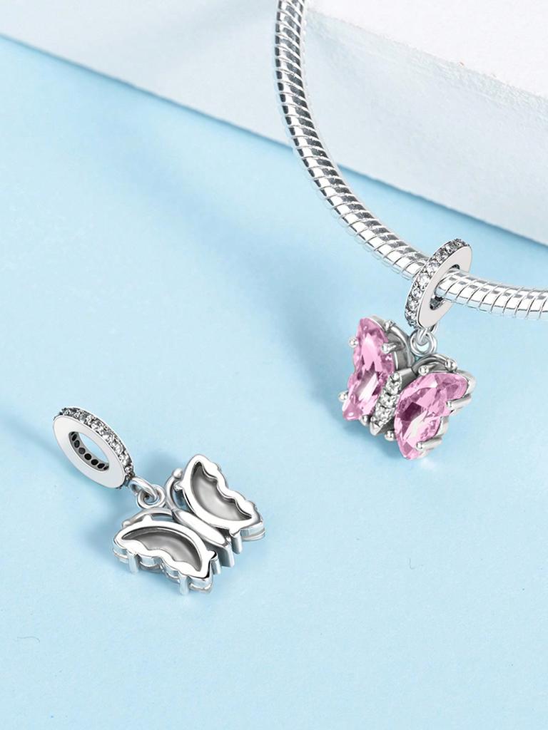 Charms Plata Gemstone Colored Butterfly Beads Charm Copper Plated Fit Charms Original Bracelet For Jewelry Making Diy Charm