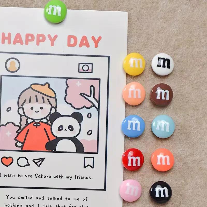 30 Colorful M Bean Pushpins: Edible Chocolate Bean Thumbtacks for Photo Walls & Cork Boards