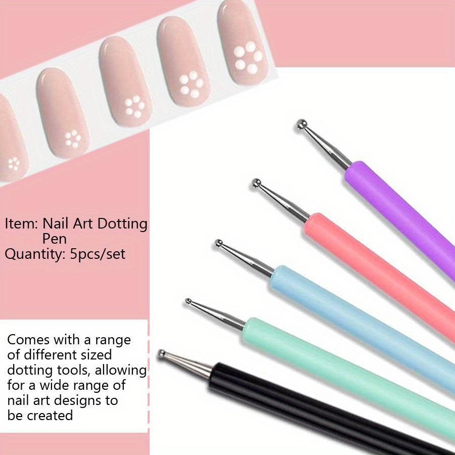 5 buc. Instrumente de punctare cu două capete pentru nail art cu 10 dimensiuni diferite pentru punctare, pictură, kit de manichiură
