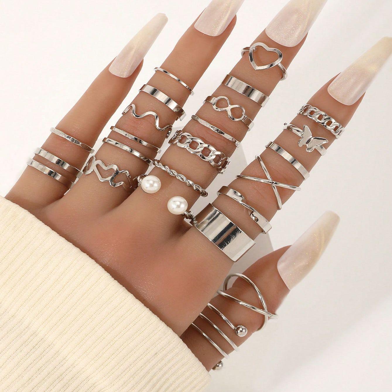 

Европейско-американский набор колец с бабочками и несколькими шарнирами - 22 штуки