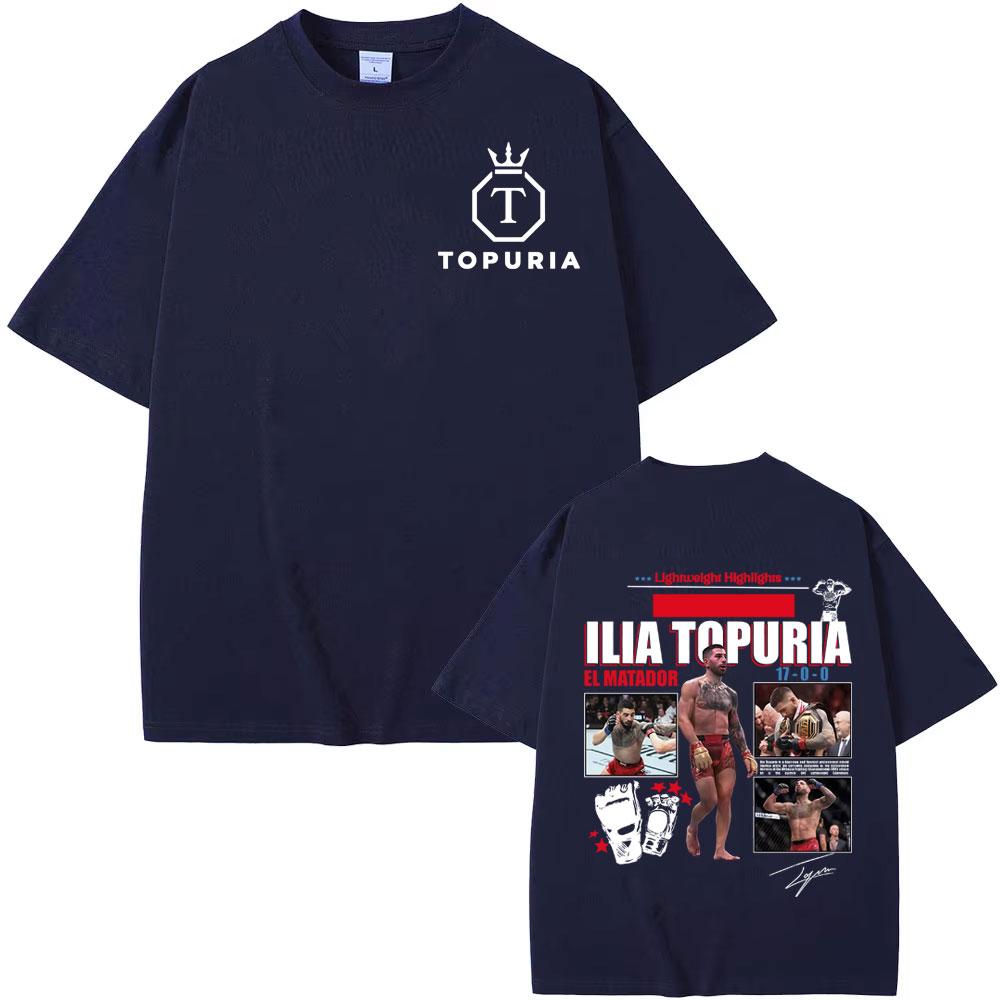 2025 Sommer Limited El Matador Ilia Topuria 100 Reine Baumwolle Bedrucktes T-Shirt Herrenbekleidung Vintage Klassisch Übergroß Mann Lässig