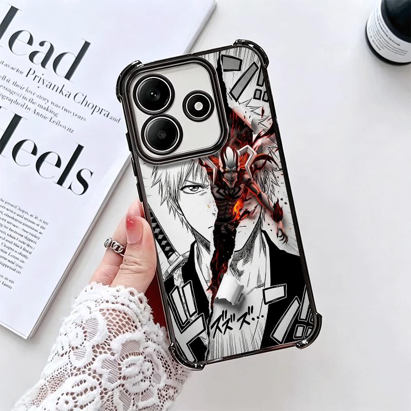 Bleach Kurosaki Ichigo Plating Phone Case For Xiaomi Redmi Note 14 15 Pro Plus 13 12 11 11S 11T 10 9S 9 5G Anti-Fall Airabag Cov