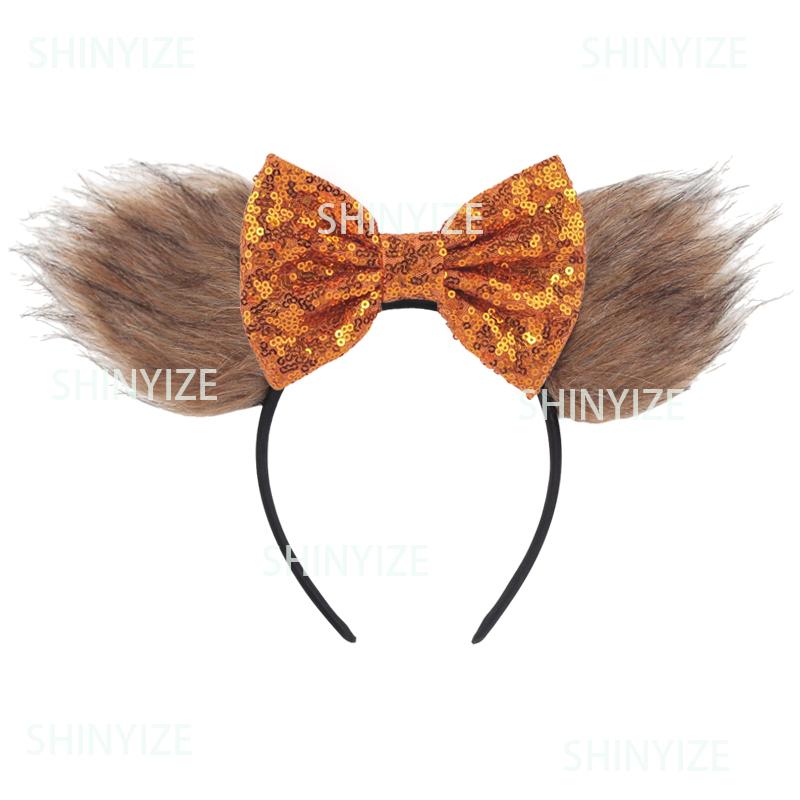 Fashion New Brown Beauty And Beast Mouse Ears Headband 5" Headwear Boys Girls Festival Party Hair Accessories Women Gift