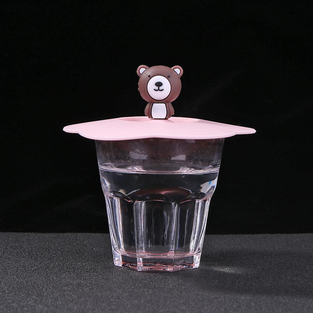 Anti-Dust Silicone Cup Lids Cartoon Cup Sealed Lid Cold/Heat Resistant Drinking Cup Lid Leakproof for Coffee Beer Mug Wine Glass