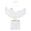 Mens Halloween Angel Costume One Shoulder Strap Ruffle Skirt Feather Angel Wings Hair Hoop Set