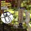 Squirrel Proof Caged Birds Feeder for Outdoor Hanging Metal Cage Seeds Tube Wild Birds Feeder with 4 Ports for Small Birds Goldfinches Chickadees