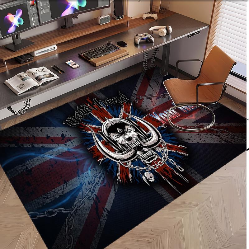 Personalized Crystal Velvet Carpet Motorhead Pattern Non Slip Floor Rug