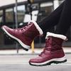 PU Leather Waterproof Snow Boots Women Plush Cotton Shoes Warm Winter Hiking Sneakers Non-slip Casual Shoes