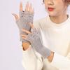 Vintage Winter Wool Gloves Half Finger Crochet Flower Mittens All-Match Fingerless Gloves  Winter