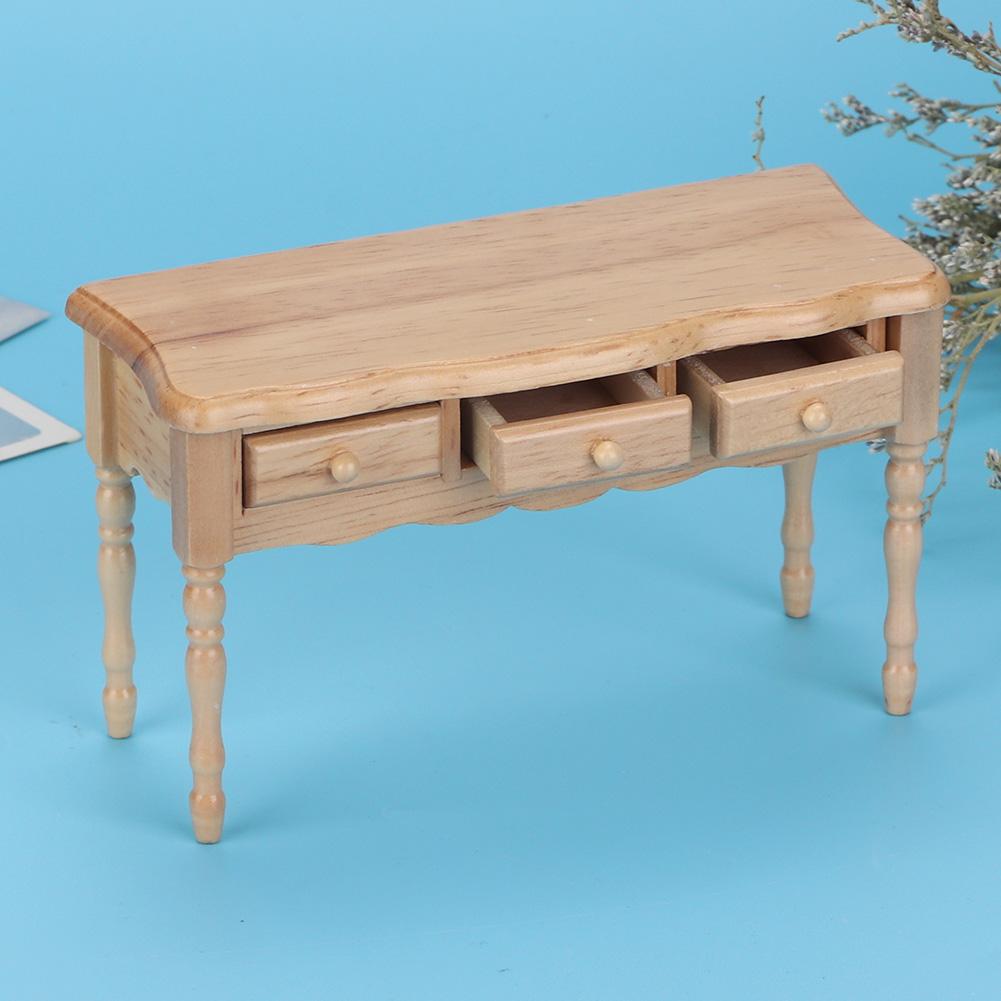 Miniature Furniture Model Wooden Desk Table for 1:12 Doll House Living Room Accessory
