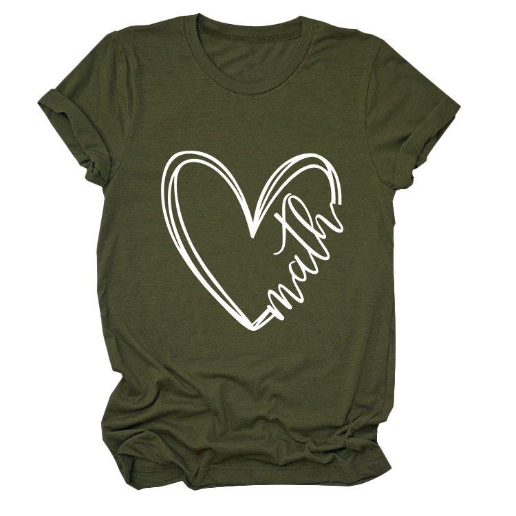 Summer Minimalist Heart-shaped 3D Printed Short Sleeved Women's T-shirt