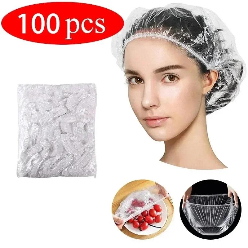 

100-1000Pcs Disposable Shower Caps–Clear Waterproof for Hair Extensions&Braids,Elastic Fit Bath Hats for Women, Salon&Travel Use
