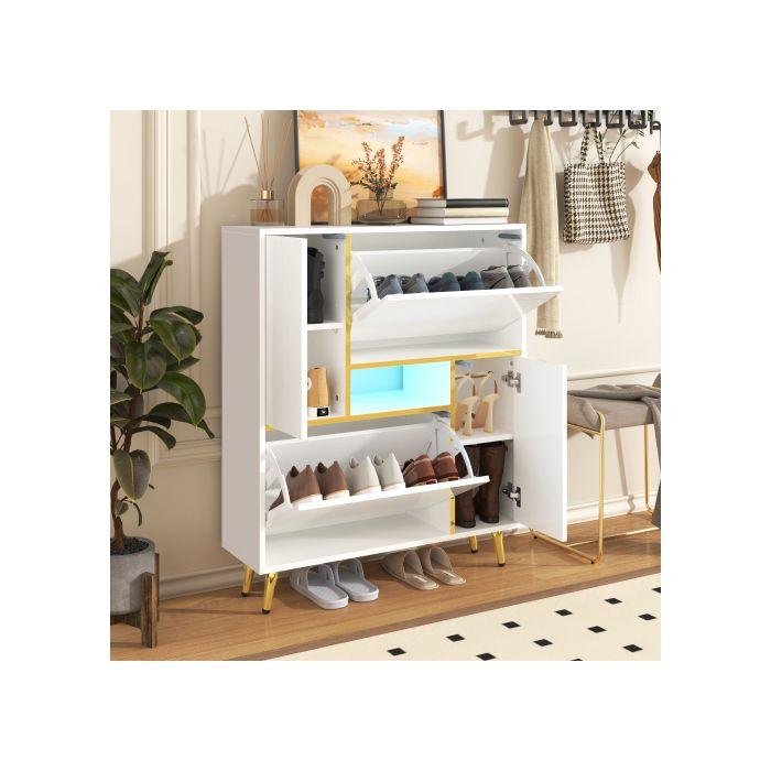 Shoe Cabinet - MUVOE - Modern - White - 16-color LED - 2 Doors