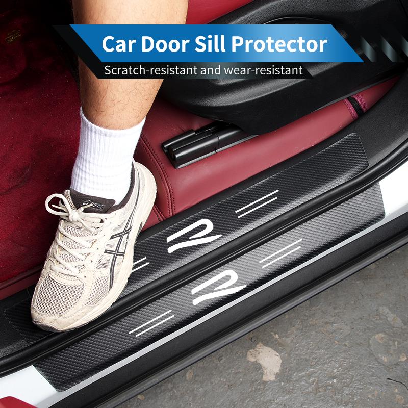 Leather Car Door Plate Threshold Protector Strip Sticker For Volkswagen VW Scirocco Jetta Beetle Golf Passat Polo Tiguan Touran zf4