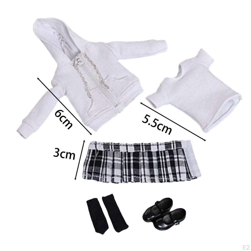 1/12 Scale Figure Clothing Set Doll Uniform Kits Dollhouse Decoration Fashion Pleated Skirt for