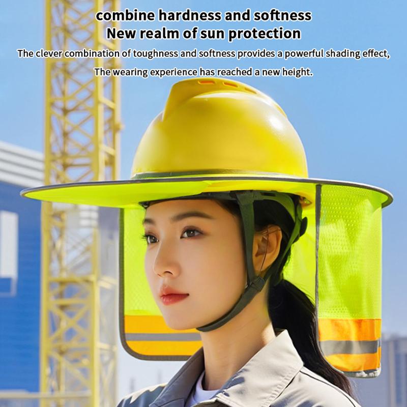 Cappello di sicurezza con protezione solare estiva, protezione per il collo, strisce riflettenti, berretto di sicurezza per lavoratori edili