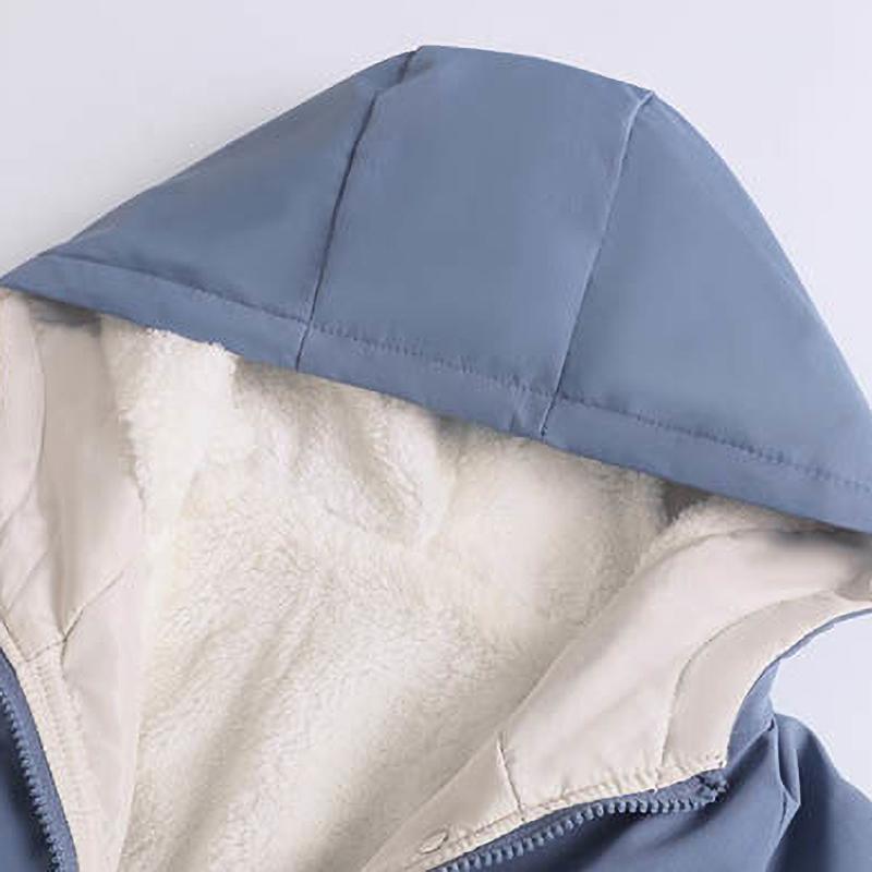 Damen Print Kapuzenjacke Herbst Verdicken Thermisch Lässiger Trenchcoat Warme Winter Parkas Übermantel