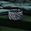 Adjustable Open Ring Men Women Vintage Floral Geometric Design Copper Statement Minimalist Fashion Jewelry